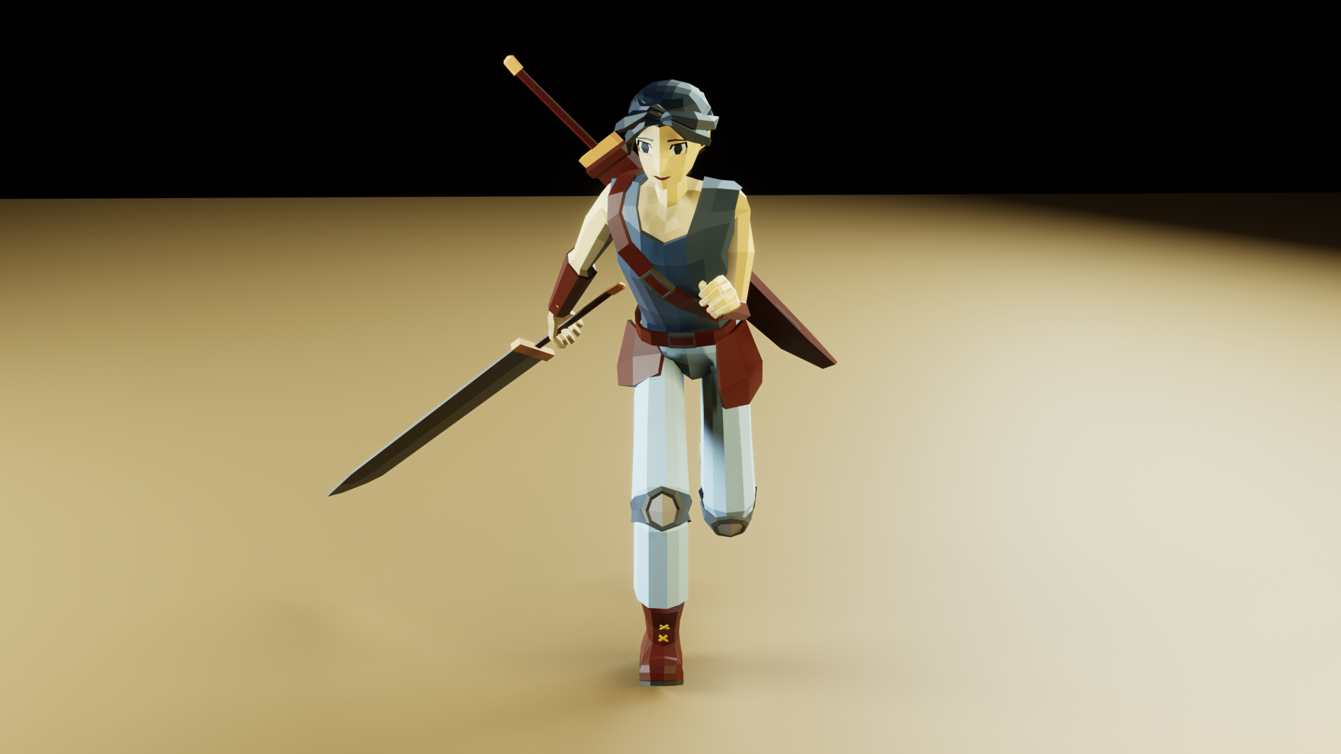 Lowpoly Character Swords Man preview image 1